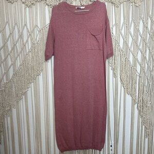 Free People Oversized Linen Blend Pink Maxi Dress Size XS